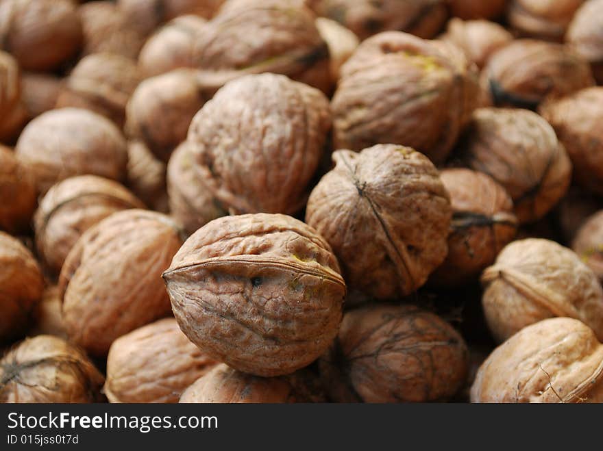 Walnuts drying in the sun