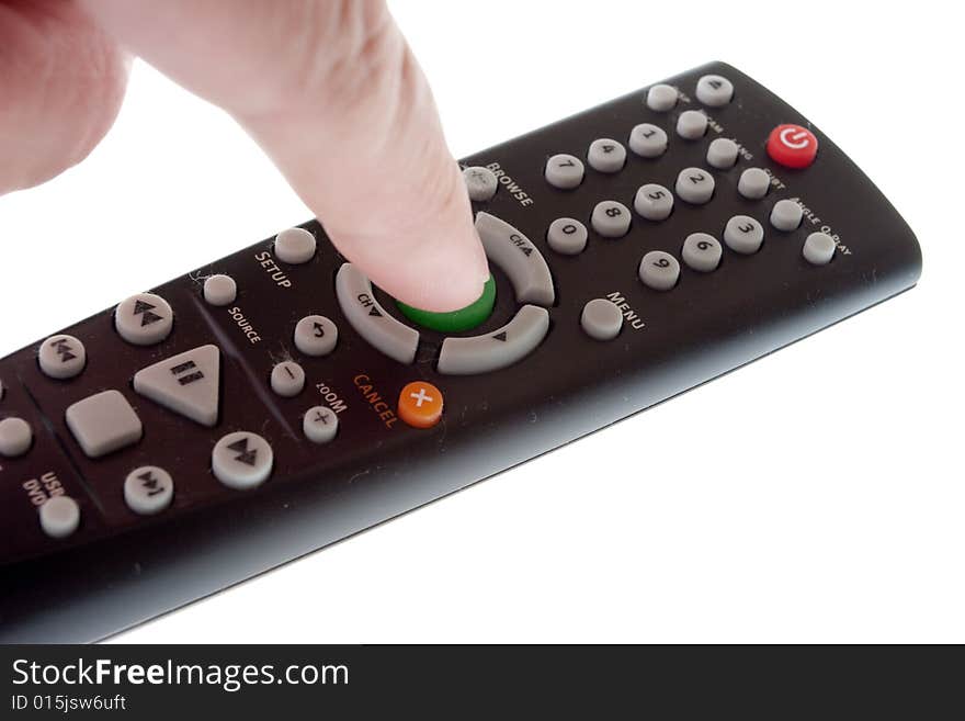 Infrared remote control in hand