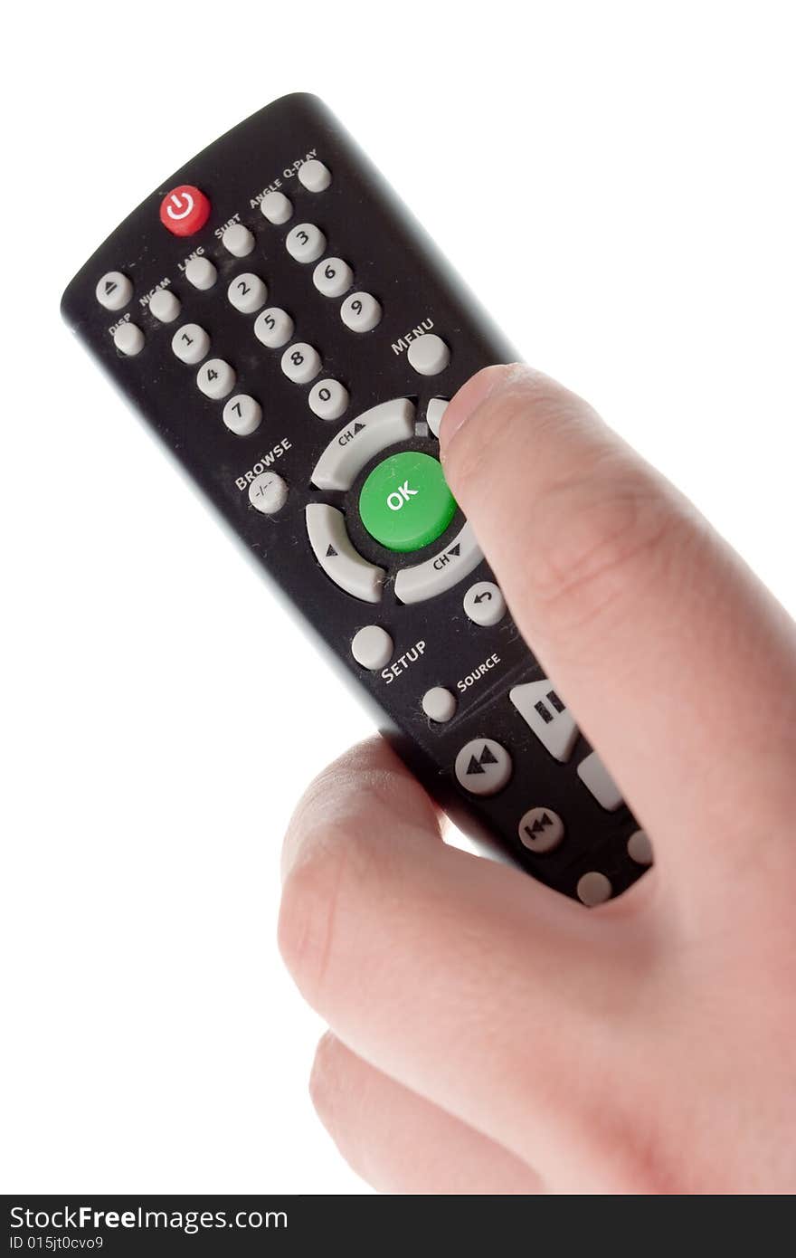 Infrared remote control in hand