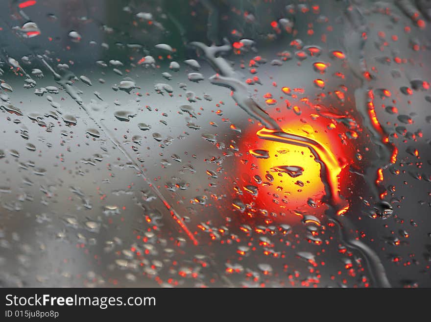 Close-up raindrops on a car window. Close-up raindrops on a car window