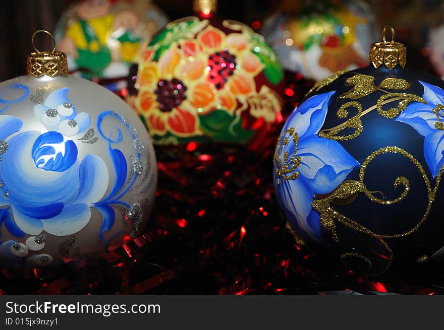 Christmas tree decoration, various painted sphere