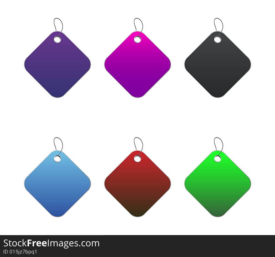 Vectors - colored tags on white. Vectors - colored tags on white