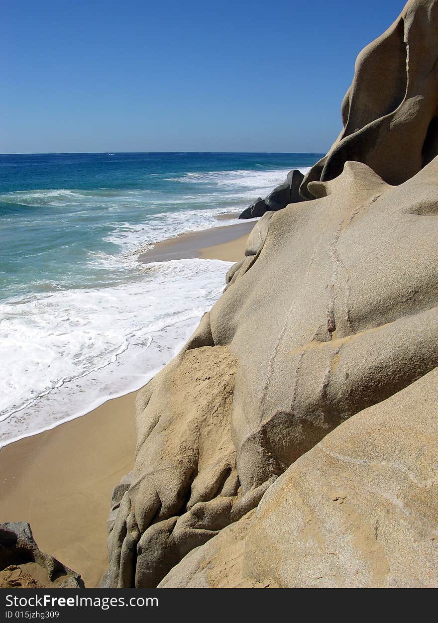 Smoothly shaped rocks by the ocean on Lovers' beach in Cabo San Lucas, Mexico. Smoothly shaped rocks by the ocean on Lovers' beach in Cabo San Lucas, Mexico.