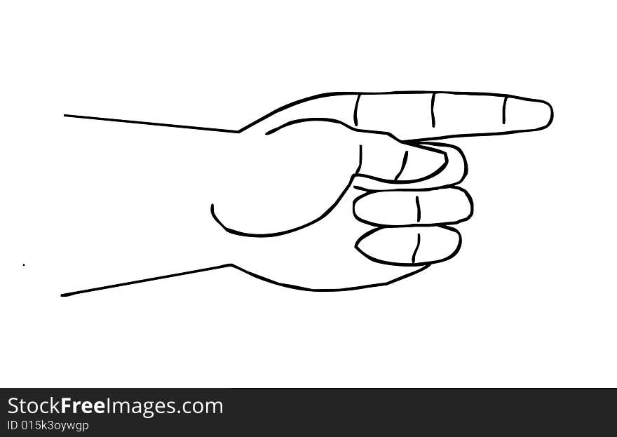 Silhouette of the hand on white background