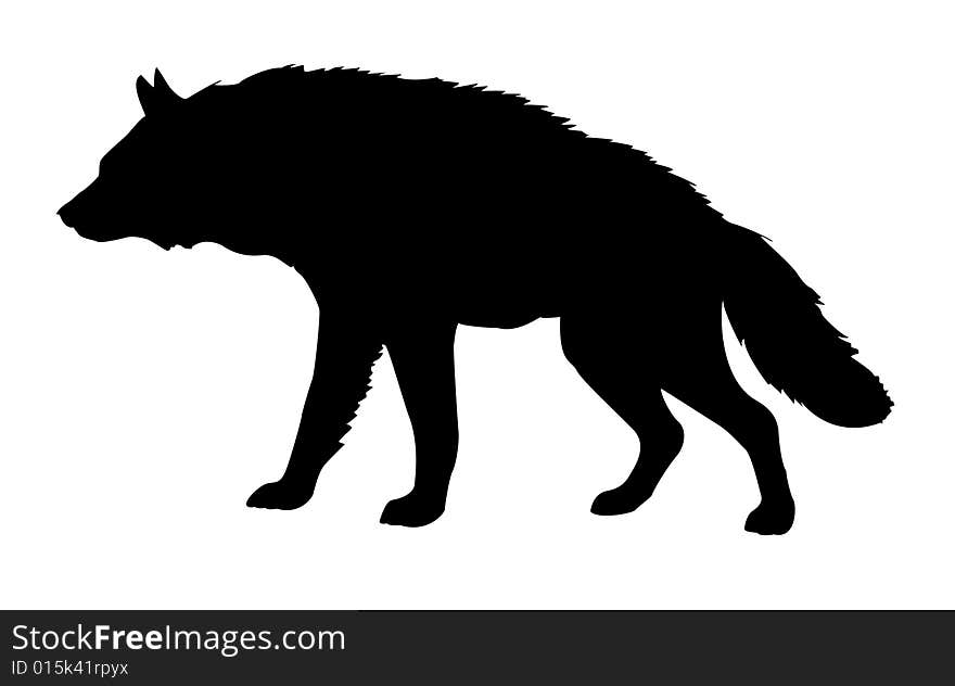 Silhouette hyena isolated on white background