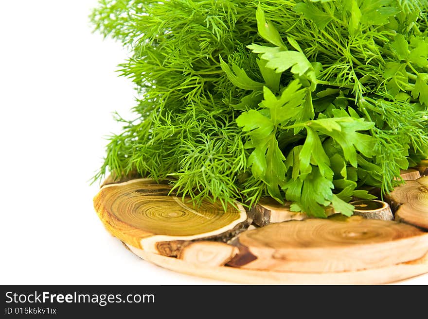 Green parsley on isolated white background