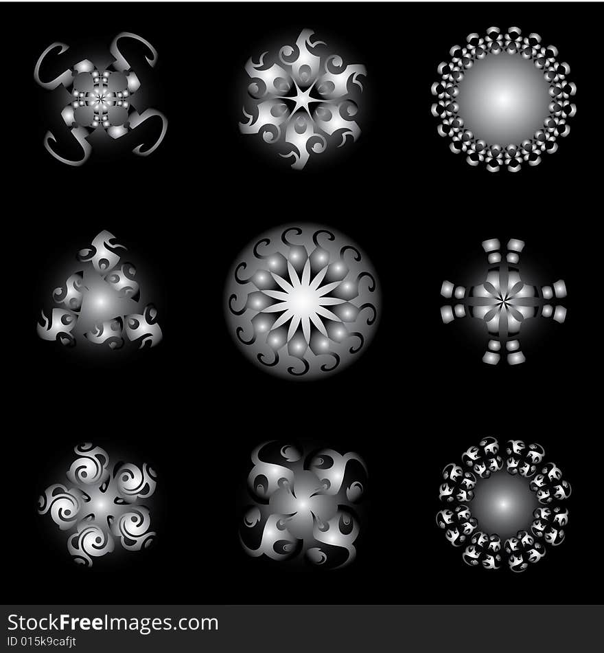 Description: Vectorial illustration. Black and white patterns. Description: Vectorial illustration. Black and white patterns