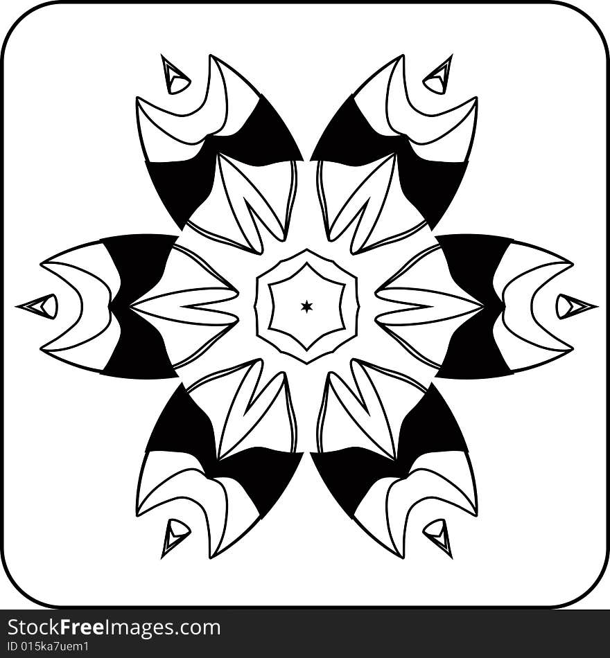 Black and white abstract flower pattern