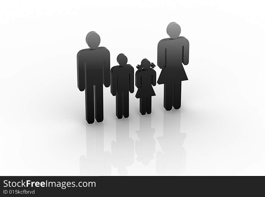 Family silhouette - 3d render isolated illustration