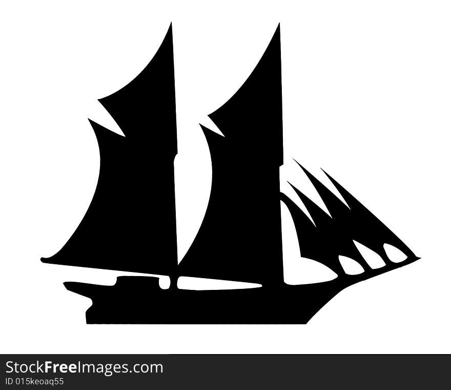 Illustration of the old-time frigate on white background. Illustration of the old-time frigate on white background