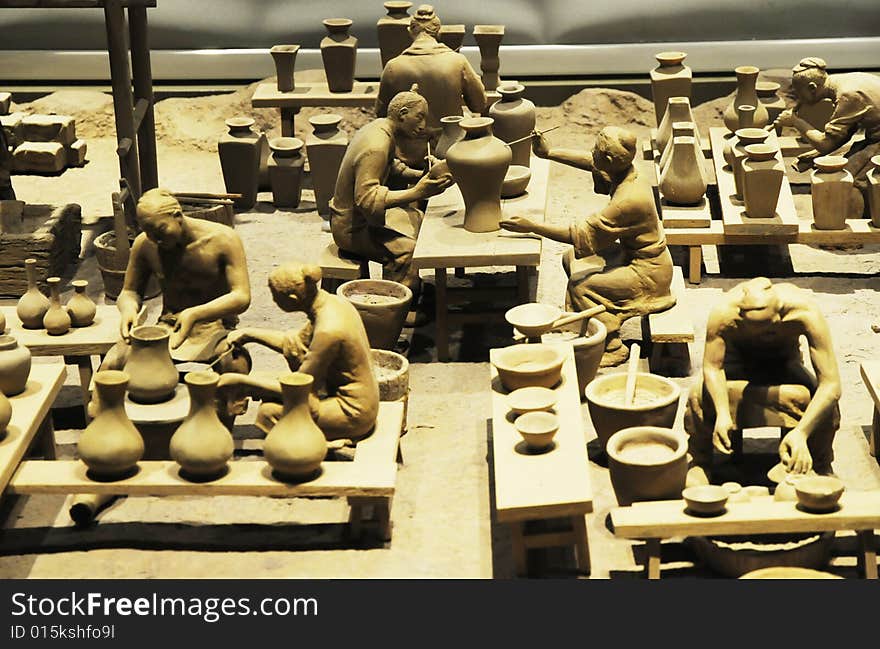 Ancient workshop of chinaware making. Ancient workshop of chinaware making