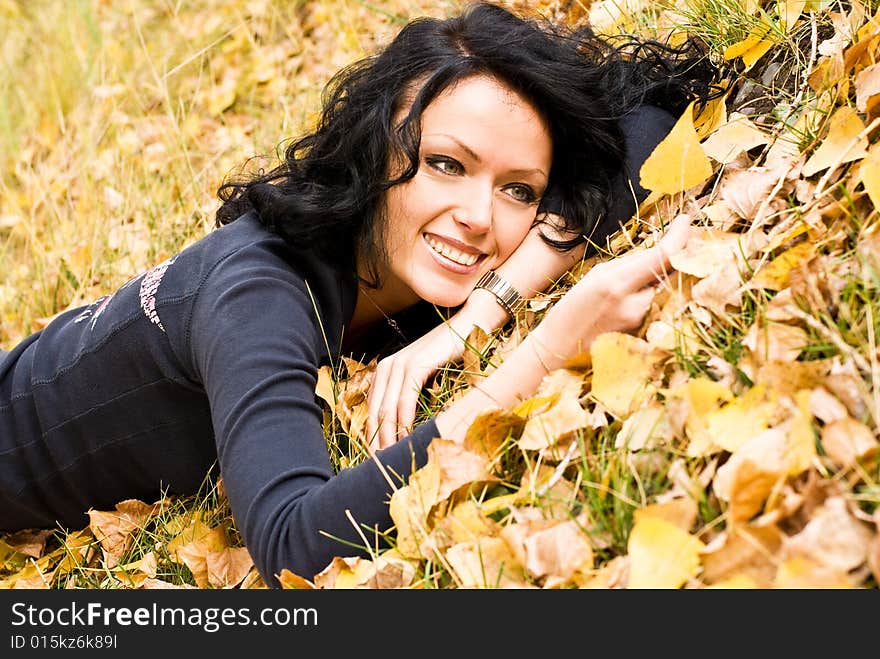 Pretty brunette girl in the park