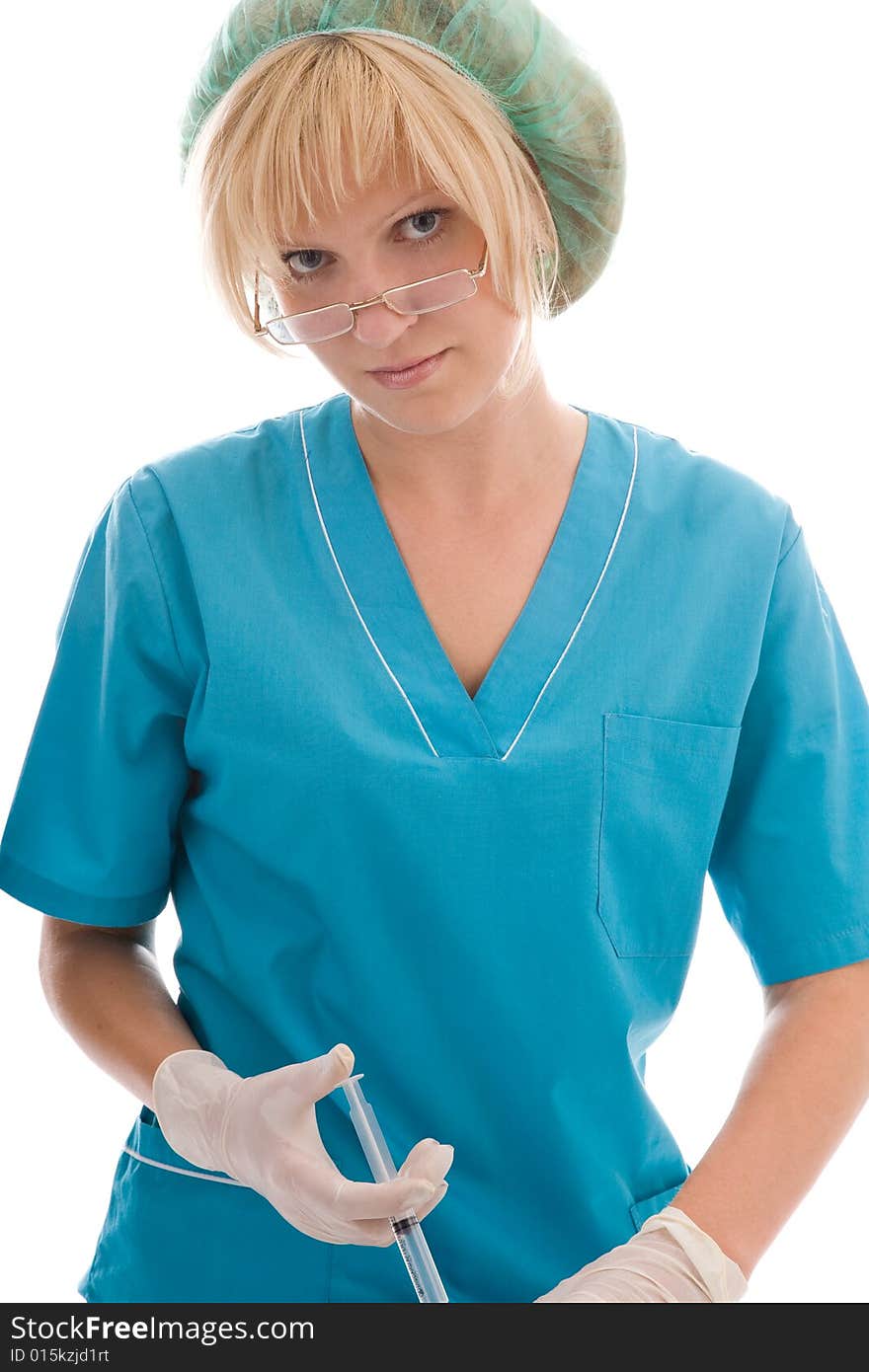 Doctor holding a syringe in his hand