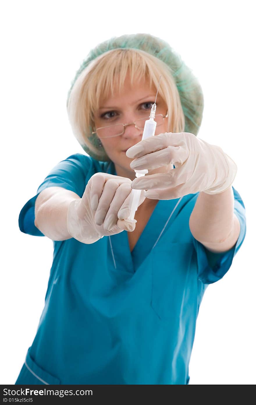 Doctor holding a syringe in his hand