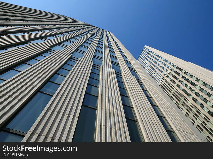 Modern skyscrapers at wide angle