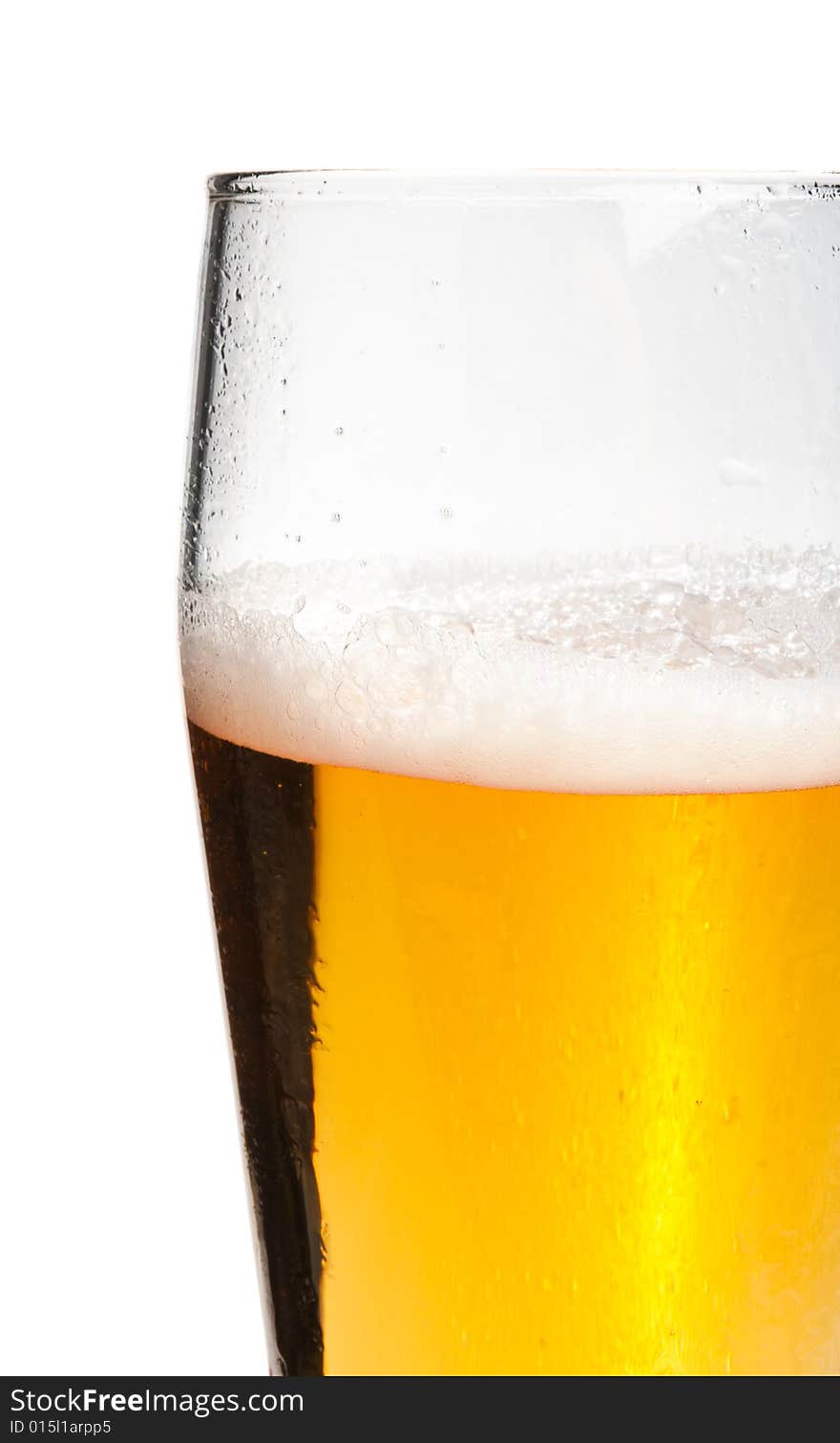 Glass with beer, side shot, isolated. Glass with beer, side shot, isolated