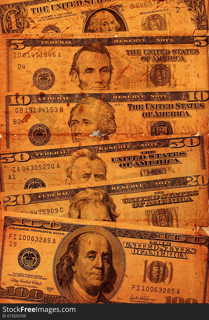 Close up of old dollar