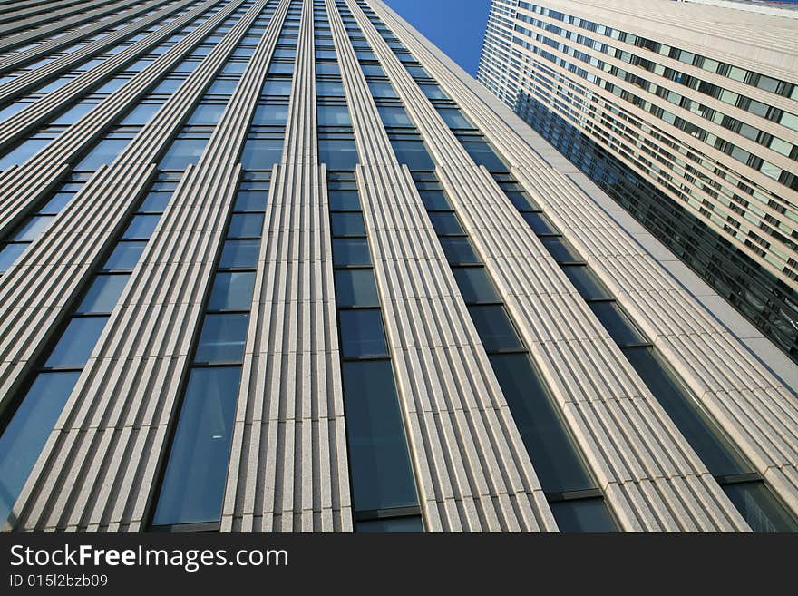 Modern skyscrapers at wide angle