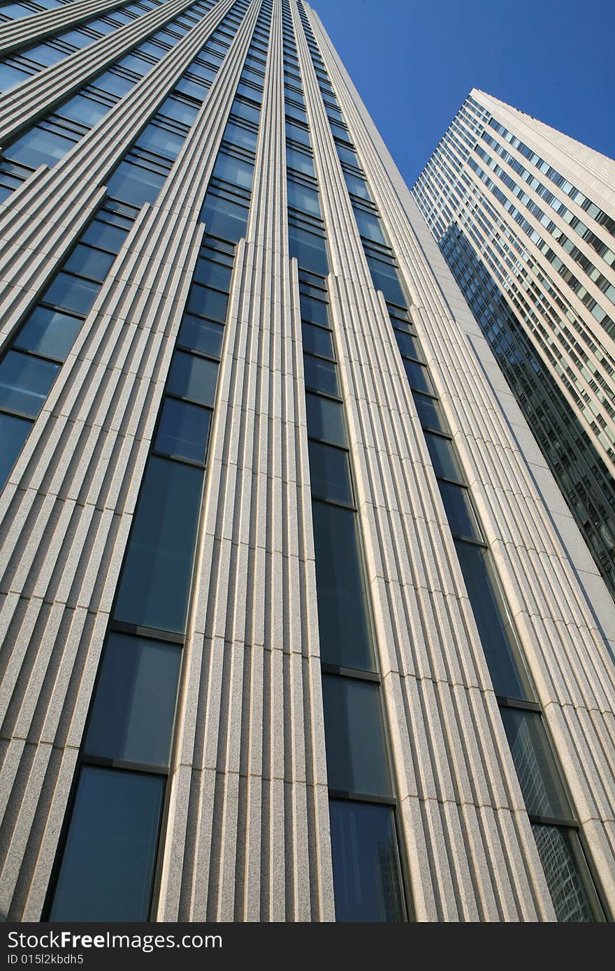 Modern skyscrapers at wide angle in beijing china