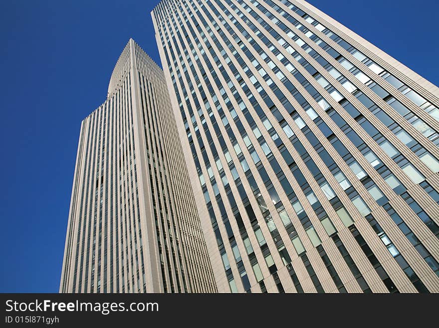 Modern skyscrapers at wide angle