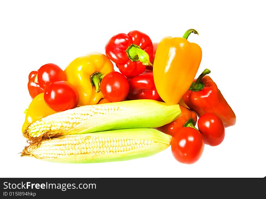 Multicolored vegetables isolated on white background. Multicolored vegetables isolated on white background