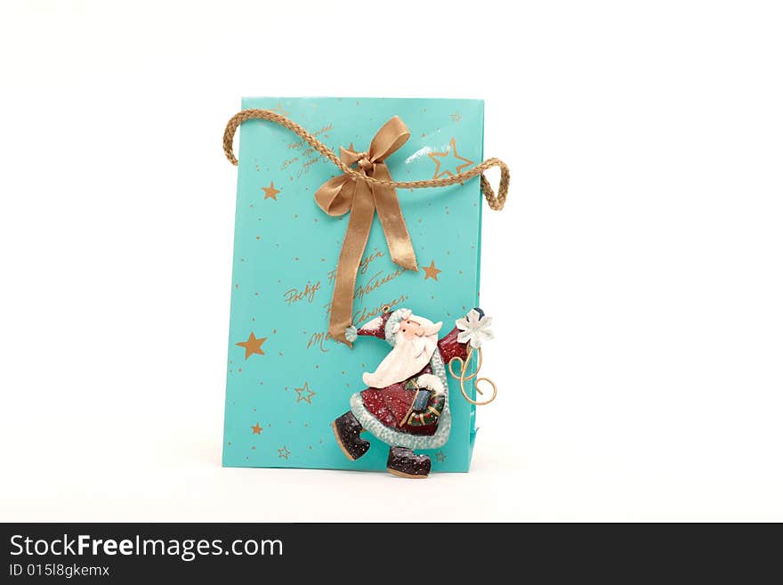 Christmas bag with ribbon and decoration