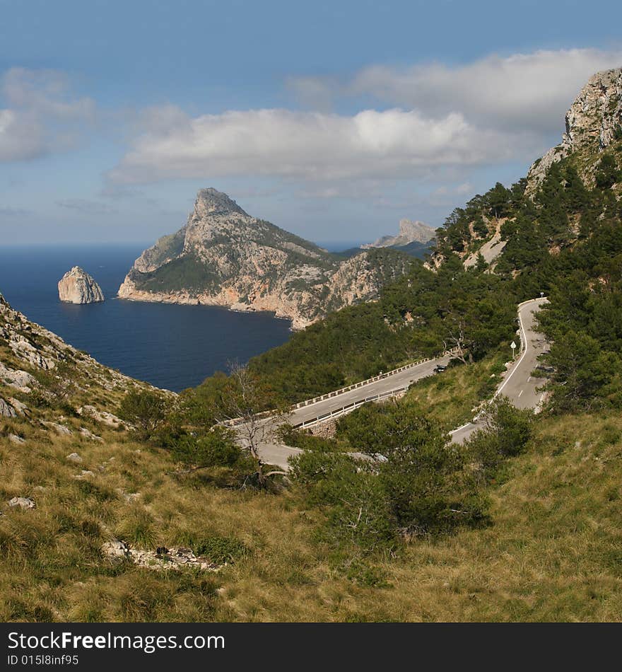 Cabo Formentor with a serpentine road (Mallorca, S