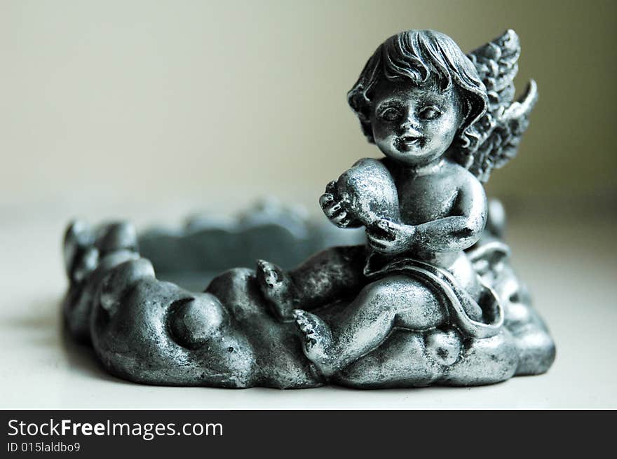 An old silver angel statue