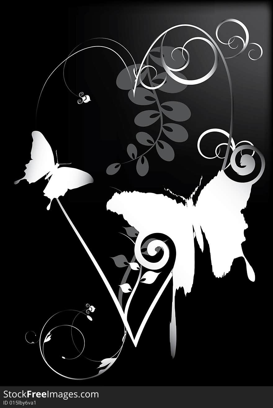 Decorative butterfly on black background