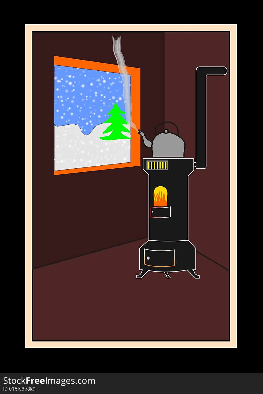 Winter scene a graphical winter scene showing warmth at home. Winter scene a graphical winter scene showing warmth at home