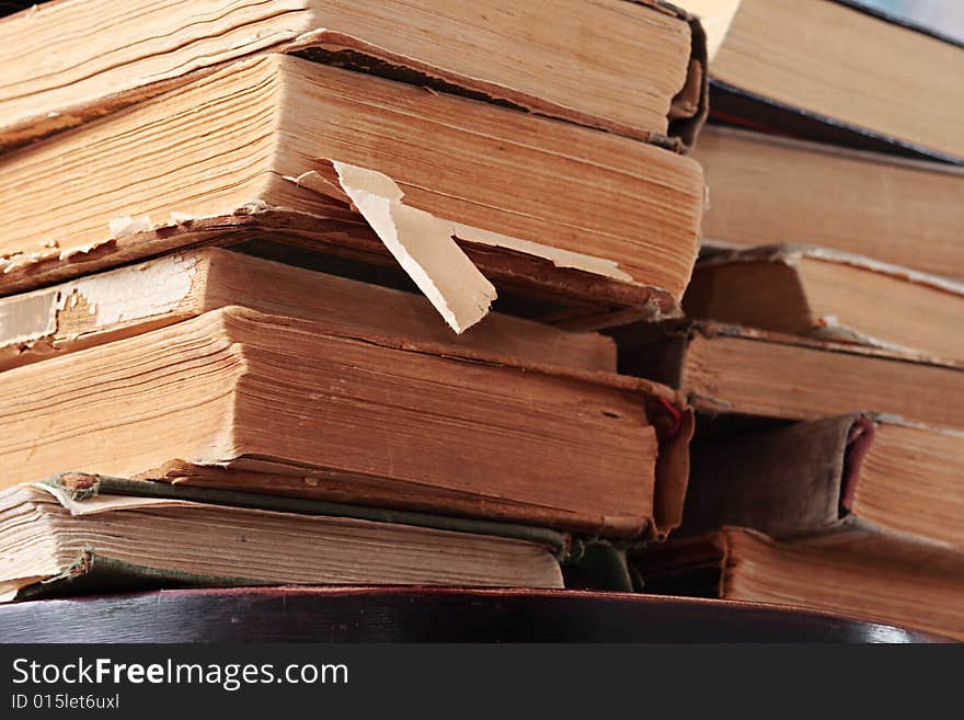 Old books on a bookshelf