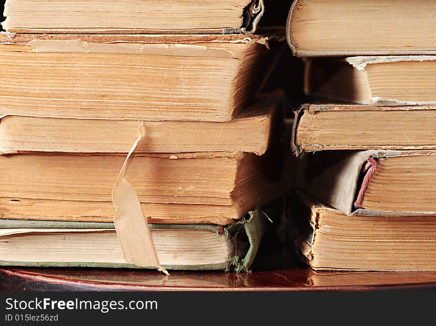 Old books on a bookshelf