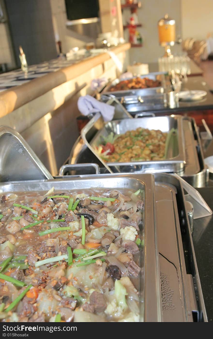 Food on chafing dish at buffet restaurant. Food on chafing dish at buffet restaurant