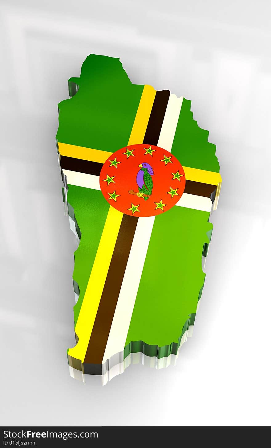 3d map flag of Dominica