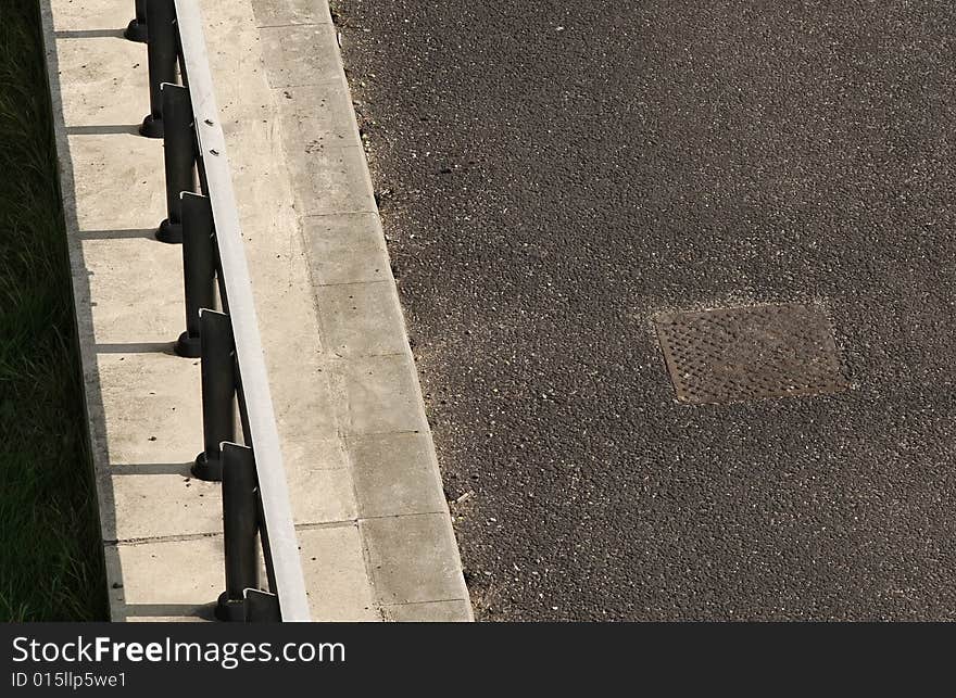 Section of protective crash barrier on a freeway