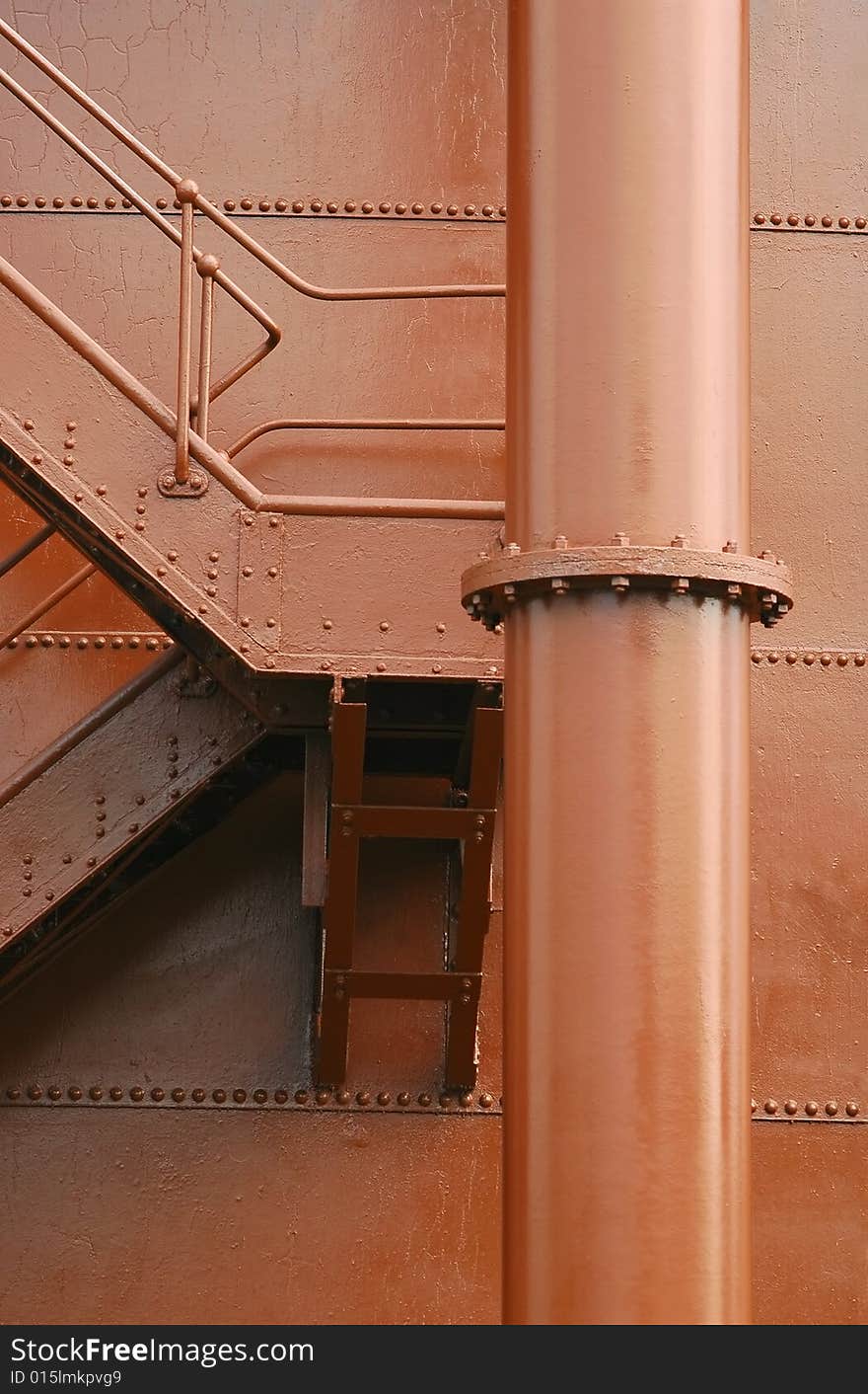 Pipeline and stairway on a fuel storage facility. Pipeline and stairway on a fuel storage facility