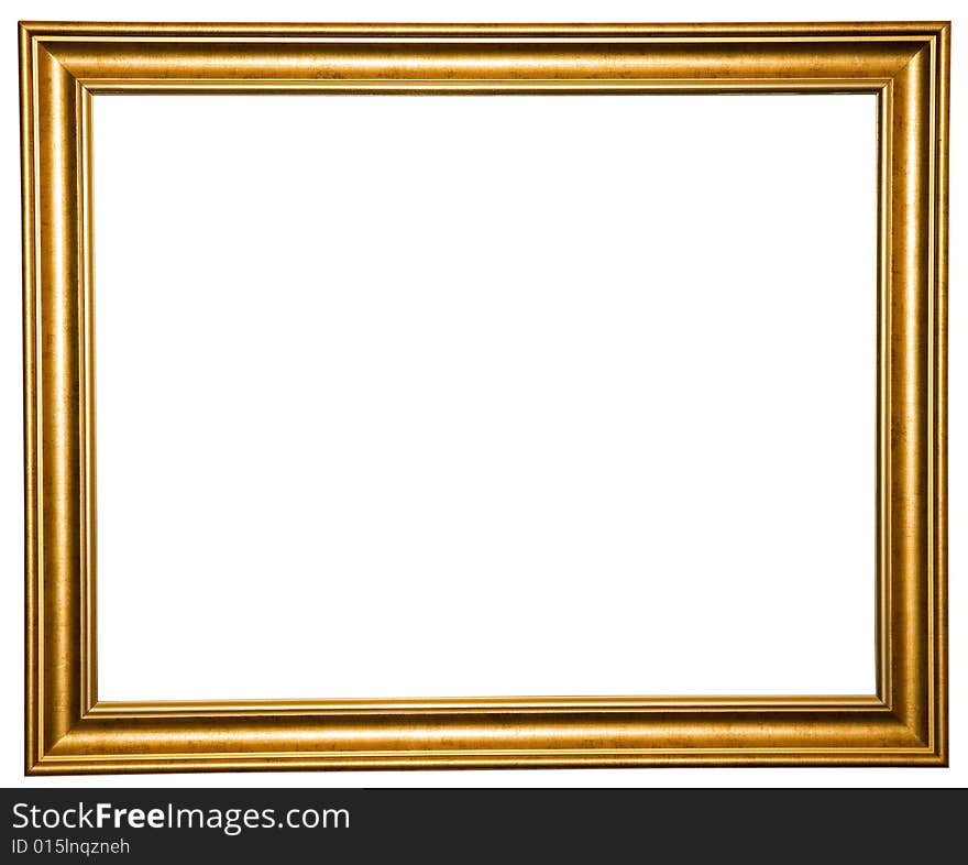 Old wooden frame isolated on white background with clipping paths