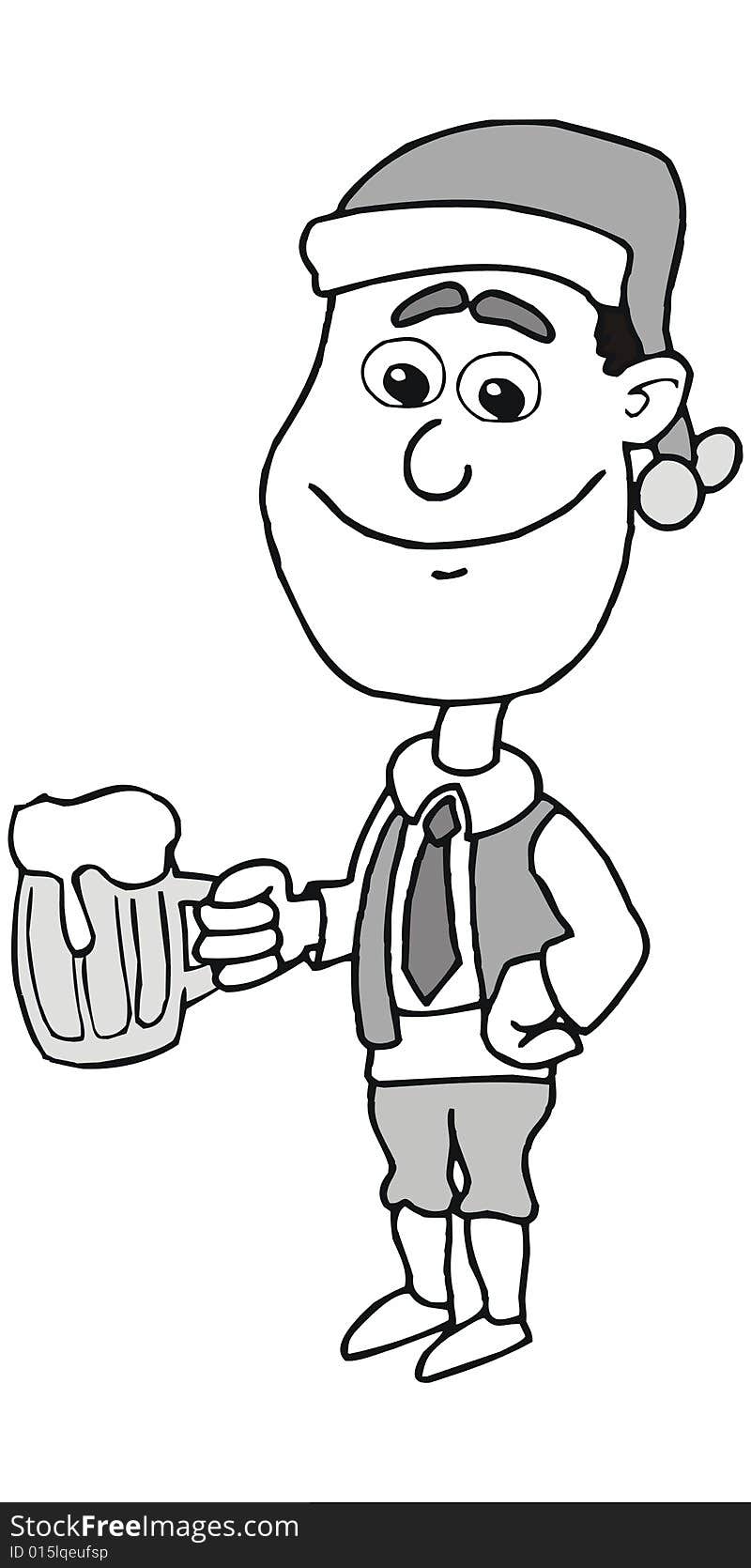 Art illustration: a man with a beer mug. Art illustration: a man with a beer mug