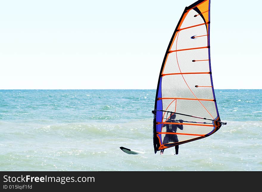 Silhouette Of A Windsurfer