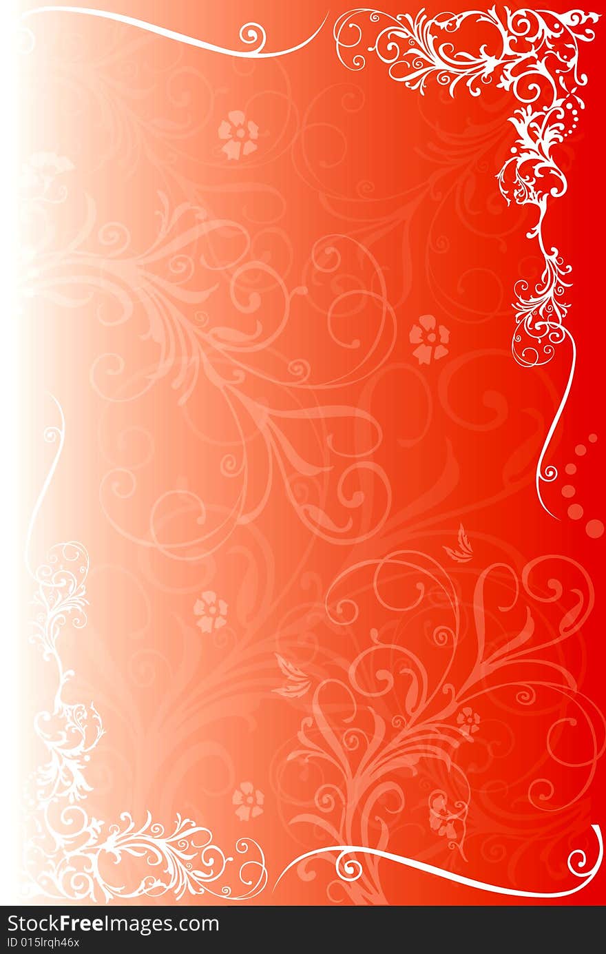 Drawing a floral border  on the red background