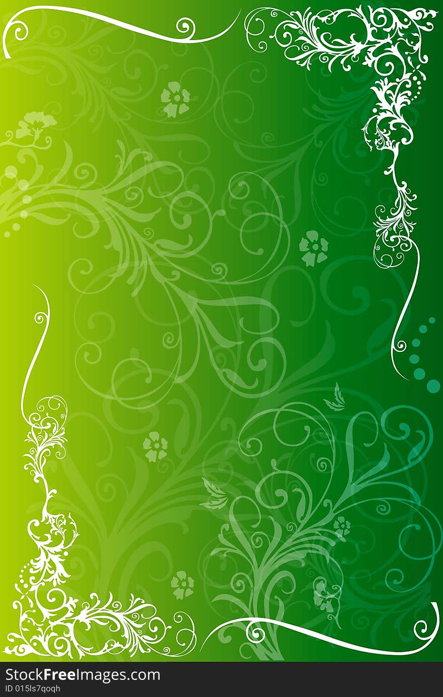 Drawing a floral border  on the green background