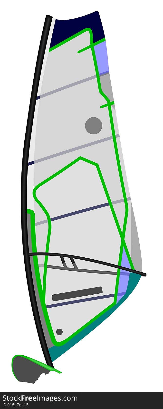 Accurate windsurfer illustration traced from a true photo