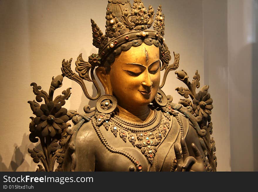 Ancient Bodhisattva statue，smile of Mercy. Ancient Bodhisattva statue，smile of Mercy