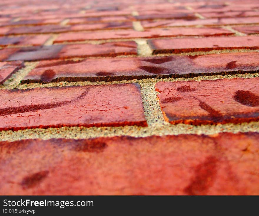 A red brick wall shot with a perspective point of view. A red brick wall shot with a perspective point of view