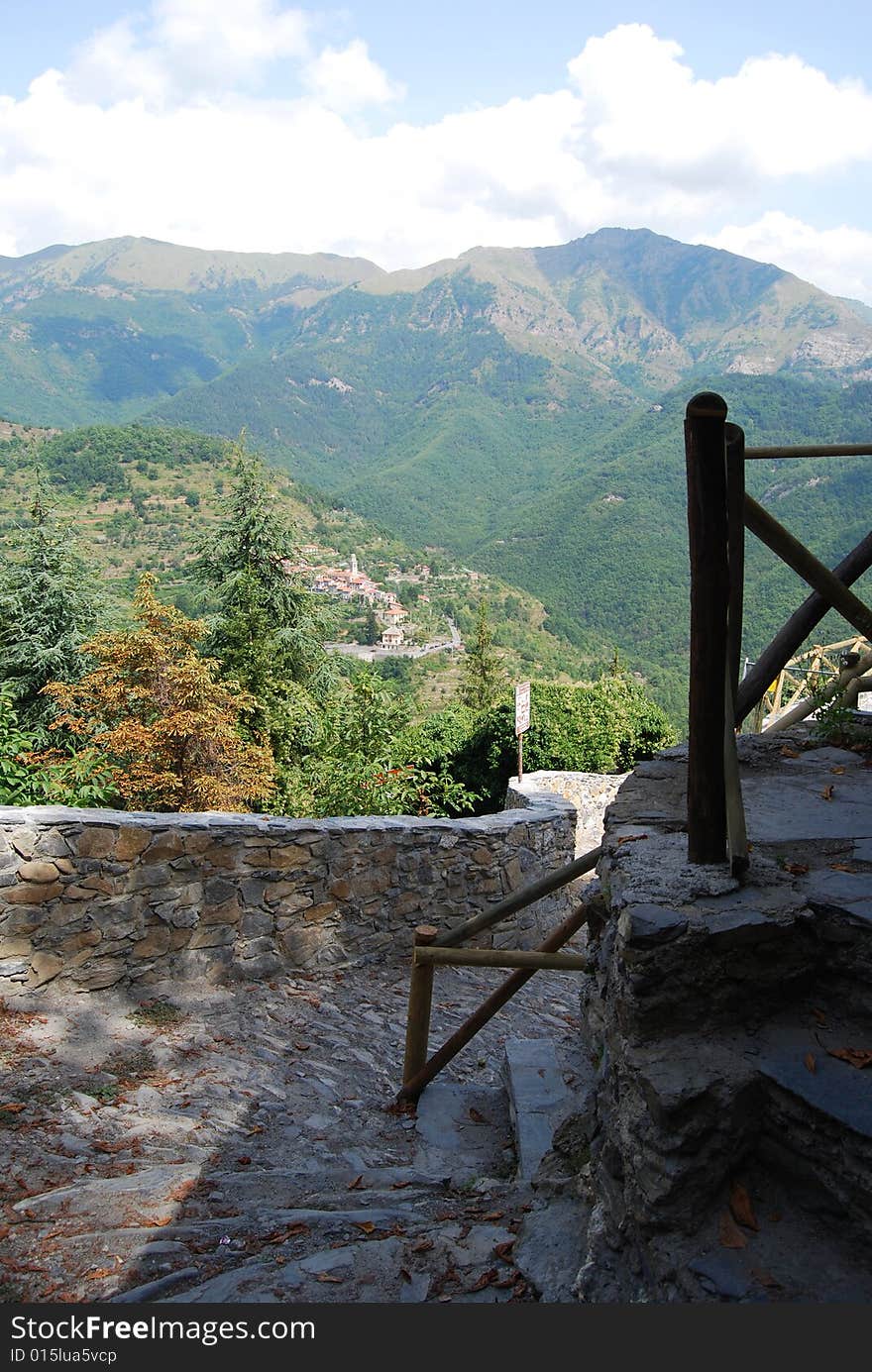 View from Triora in Liguria, Italy, a medioeval village historically associated with witches