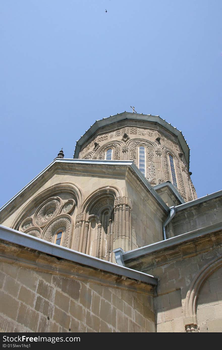 Georgian chapel and birds(Mzheta, Georgia). Georgian chapel and birds(Mzheta, Georgia)