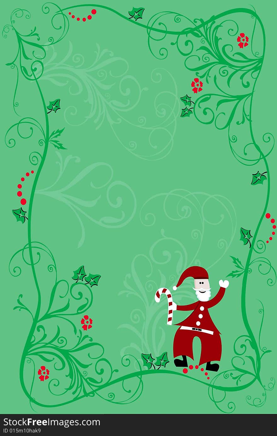 Drawing floral border christmas on the gren background