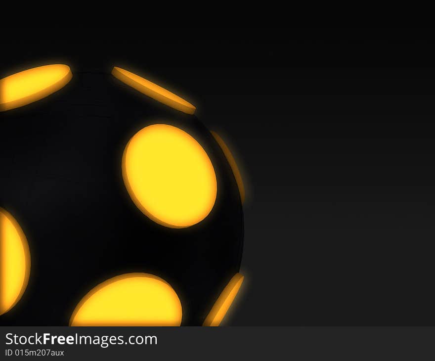 3d black ball with orange circular shapes