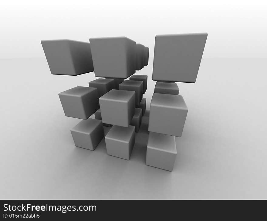 27 gray cubes in cubic arrange