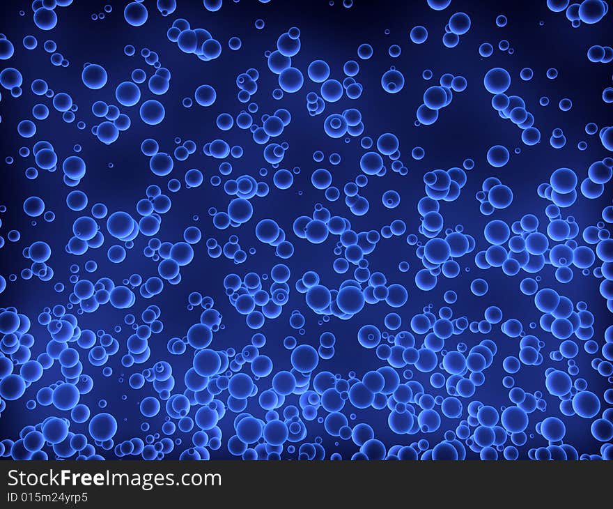 Lots of blue bubbles in dark background